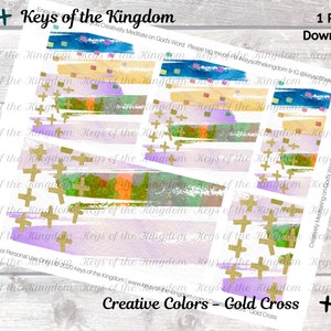 Bible Journaling Printable - Creative Colors - Gold Cross - Cross Printable - Cross - Gold Cross - Easy to Print - Cross Background