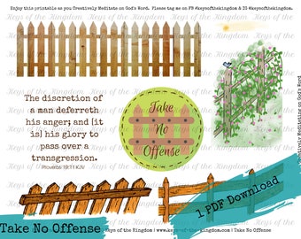 Bible Journaling Printable - Take No Offense - No Offense - Easy to Print - Journaling - Bible Study - Christian