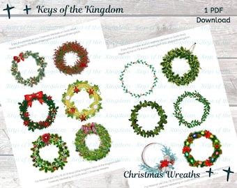 Bible Journaling Printable - Christmas Wreaths - Christmas - Wreaths - Xmas Wreaths - Xmas - Easy to Print - Wreath