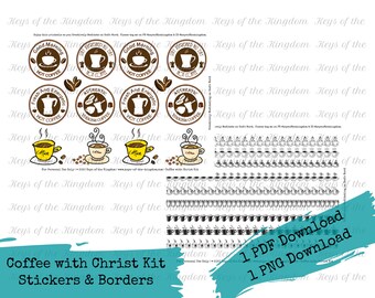 Coffee with Christ Journaling Stickers – Printable Kit (PDF Download)