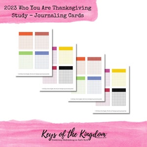 Bible Journaling Printable - 2023 Who You Are Thanksgiving Journaling Cards  - Journaling - Easy to Print - Thanksgiving - Devotional
