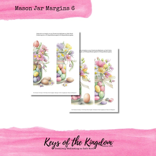 Bible Journaling Printable - Mason Jar Margins 6 - Easy to Print - Margin Floral Printable - Margin Printable - Florals - Flower Printable