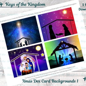 Bible Journaling Printable - Xmas Dex Card Backgrounds 1 - MemoryDex - Journaling Cards - Nativity Cards - Easy to Print - Nativity - Xmas