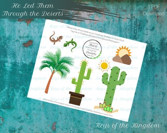 Bible Journaling Printable - He Led Them Through the Deserts Printable - Easy to Print - Desert Printable