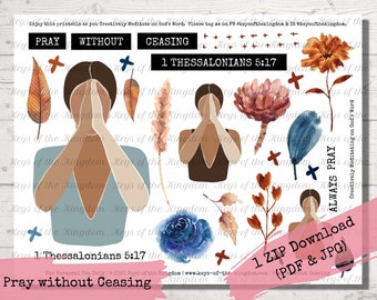 Prayer Journaling Stickers - Woman Praying Printable (PDF & JPG)