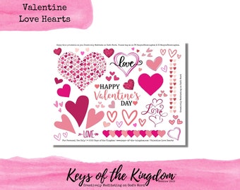 Valentine Hearts Bible Journaling Printable - Love Theme (PDF & JPG)