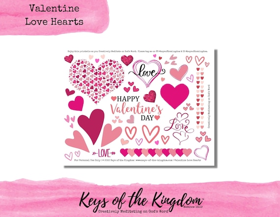 Bible Journaling Printable Valentine Love Hearts Hearts | Etsy
