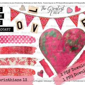 Bible Journaling Printable 1 Corinthians 13 Love Love Chapter The Greatest of These is Love Easy to Print Valtentine's Day image 2