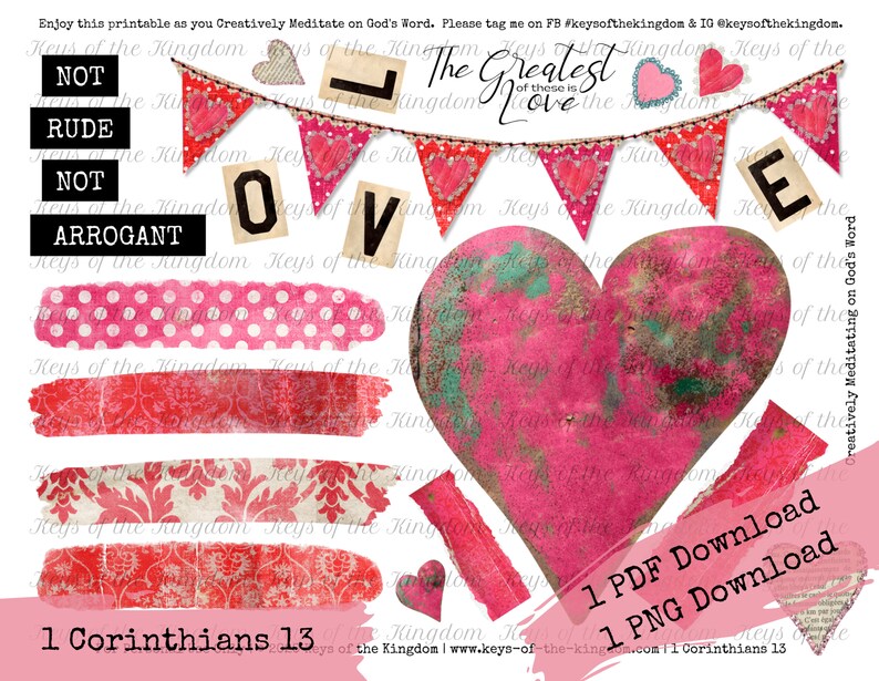 Bible Journaling Printable 1 Corinthians 13 Love Love Chapter The Greatest of These is Love Easy to Print Valtentine's Day image 2