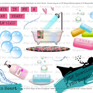 Bible Journaling Printable - Clean Heart - Create in Me a Clean Heart - Heart - Clean - Easy to Print - Heart Printable - Clean Printable