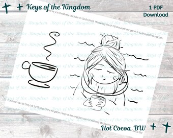 Hot Cocoa Bible Journaling Printable - Black and White (PDF Download)