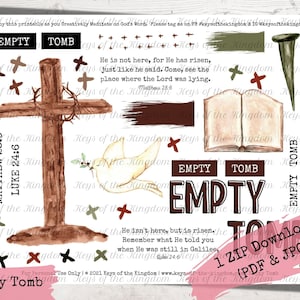 Bible Journaling Printable - Empty Tomb - It is Finished - Easter Printable - Resurrection Day - Easy to Print - Easter - Jesus - Love