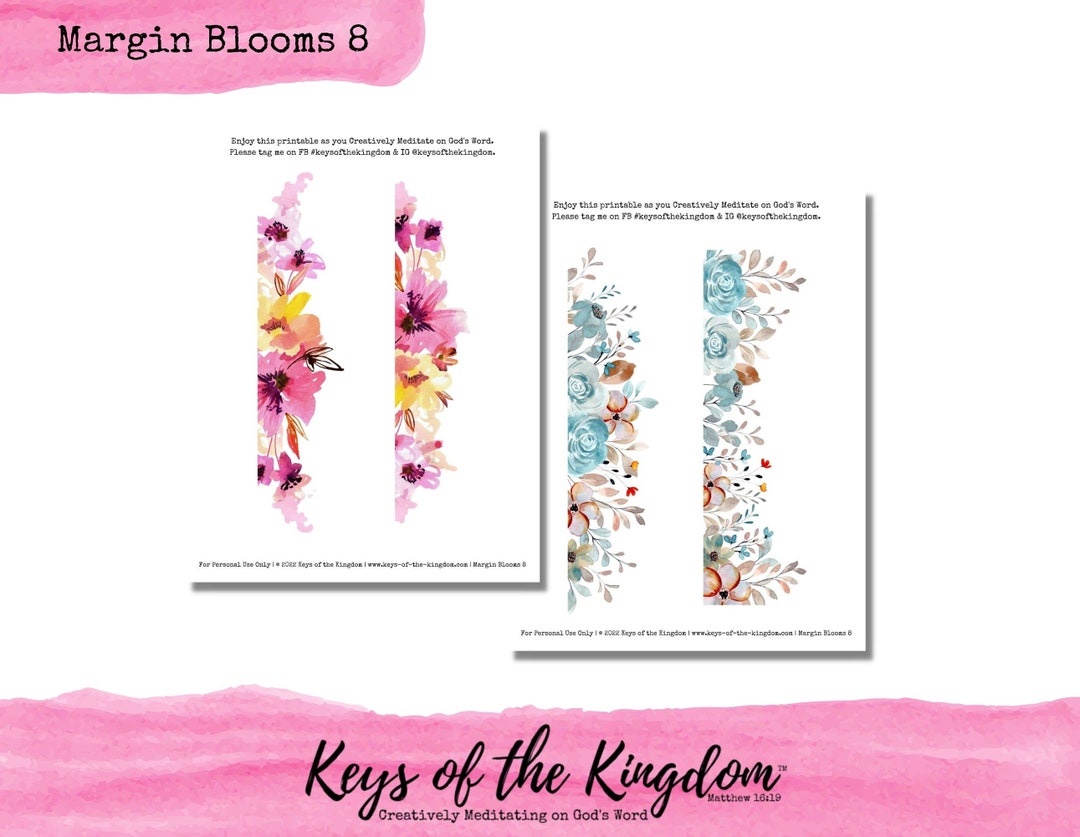 Bible Journaling Printable - Margin Blooms 8 - Easy to Print - Floral ...