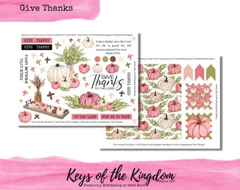 Bible Journaling Printable - Give Thanks  - Journaling - Easy to Print - Give Thanks Printable - Thanksgiving - Thanks - Pumpkin Printable