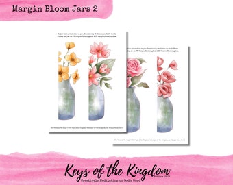 Bible Journaling Printable - Margin Bloom Jars 2 - Easy to Print - Margin Floral Printable - Margin Printable - Florals - Flower Printable