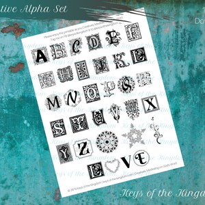 Bibel Journaling Printable - Kreatives Alpha Set - Einfach zu drucken - Alphabet Printable - Schwarz & Weiß