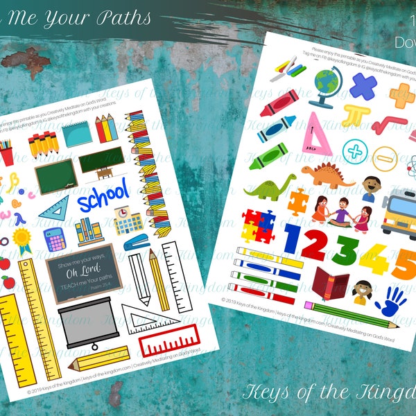 Bible Journaling Printable - Teach Me Your Paths - Easy to Print - School Printable - Illustrated Faith