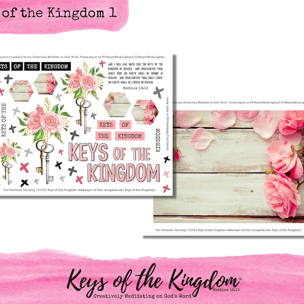 Bible Journaling Printable - Keys of the Kingdom 1  - Journaling - Easy to Print - Keys Printable - Matthew 16:19 - Matthew Printable - Keys