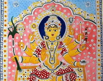 Pintura de Lakshmi Kalamkari: arte popular indiana, decoração de casa