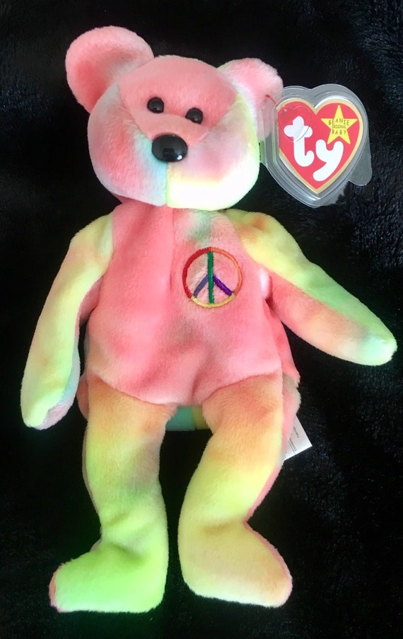 peace bear beanie baby