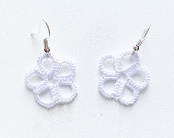 Groovy Flower Earrings - NEON White Cute Earrings, Everyday Lightweight Lace Earrings / More colors available