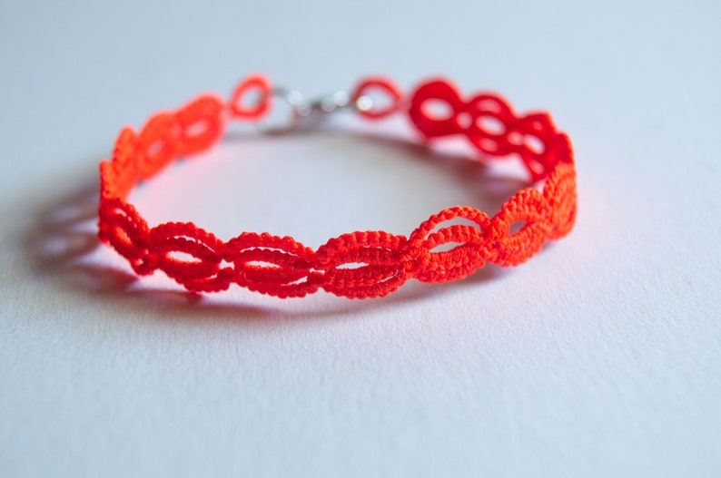 RED NEON Bracelet Cyber Y2k Jewelry Tatting Lace Bracelet Etsy