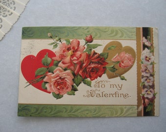Vintage Postcards Set of 3 Roses Flowers Antique Postmarked German Handwriting Distressed Ephemera
