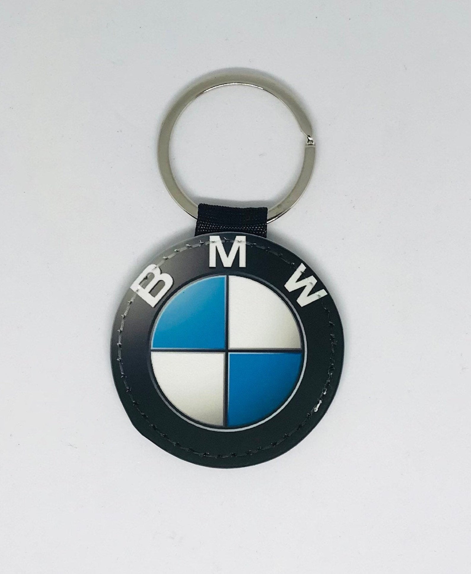 BMW round faux leather quality printed key ring custom orders Etsy