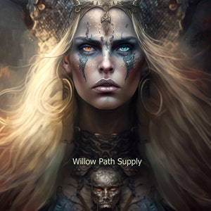 Goddess Hel, Hella , Norse Goddess of the Underworld, Beautiful Warrior Goddess, Fine Art Print