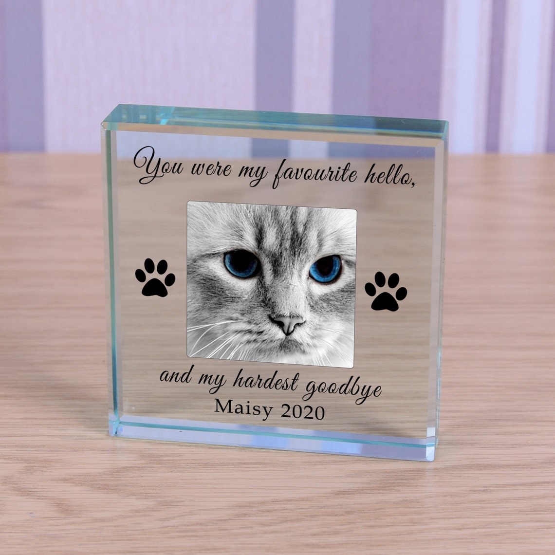 Personalised Cat Memorial Keepsake Glass Token Gift Cat Etsy UK