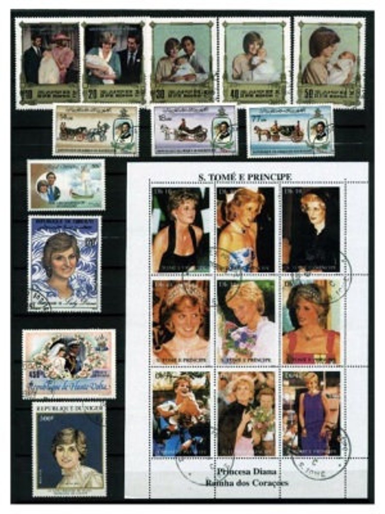 Princess Diana Stamp Collection 100 Different Stamps | Etsy