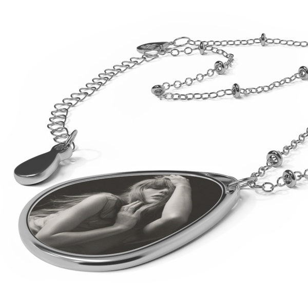 Taylor Swift TTPD Oval Necklace, Swifties Jewelry, Swiftie Tortured Poets Department Merch, Taylor Swift Silver Necklace