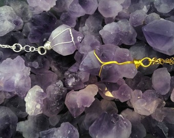 raw amethyst crystal necklace.