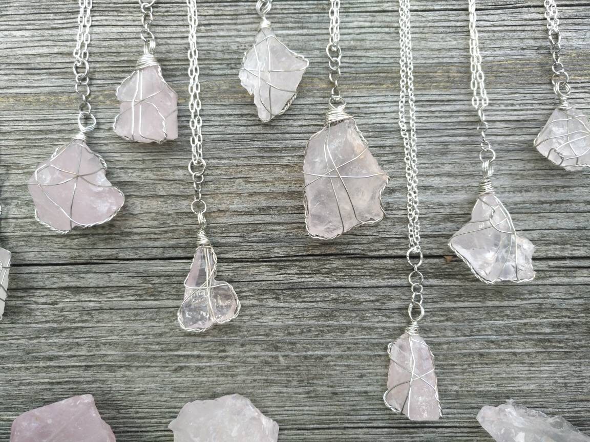Raw Crystal Necklace. Handmade in Canada. 