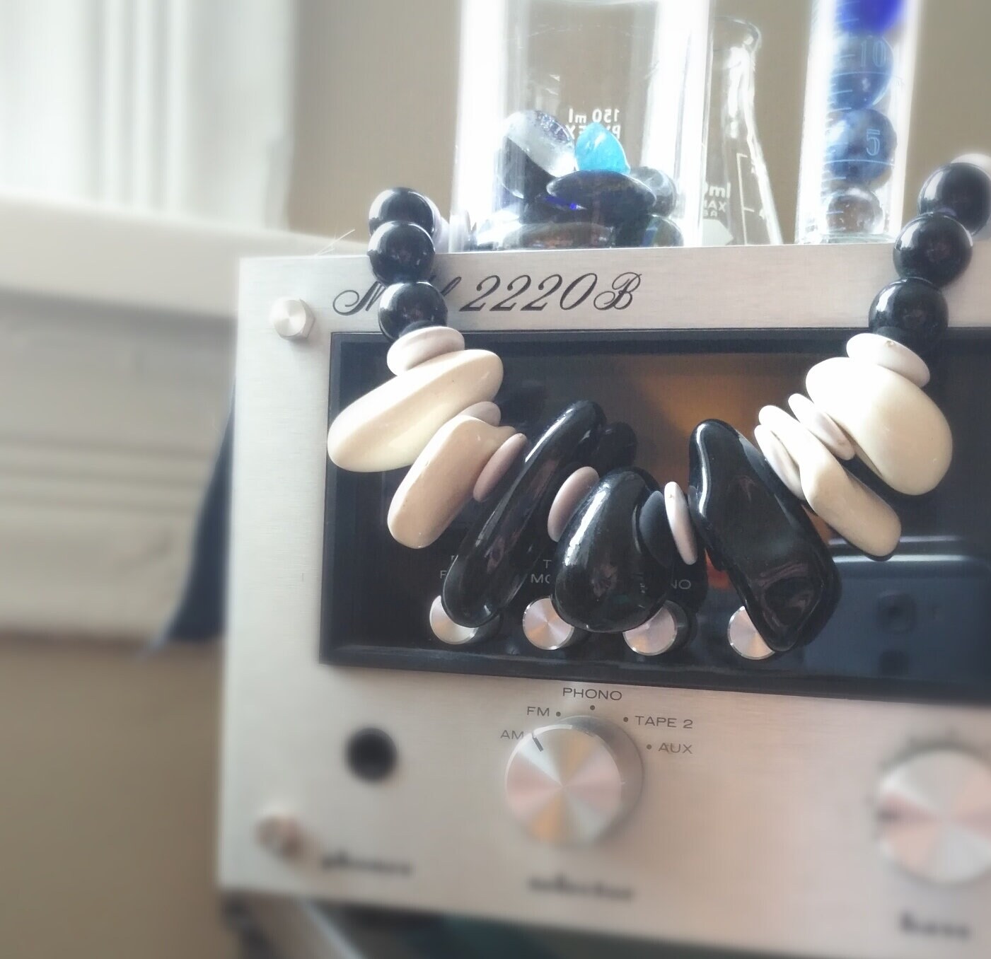 Black & White Chunky Plastic 'rocks' Vintage Statement Piece Necklace ...