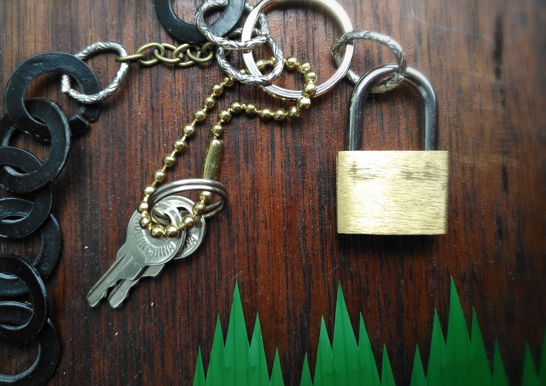 Industrial Statement Piece Keychain With Lock & Keys Keychain and ...