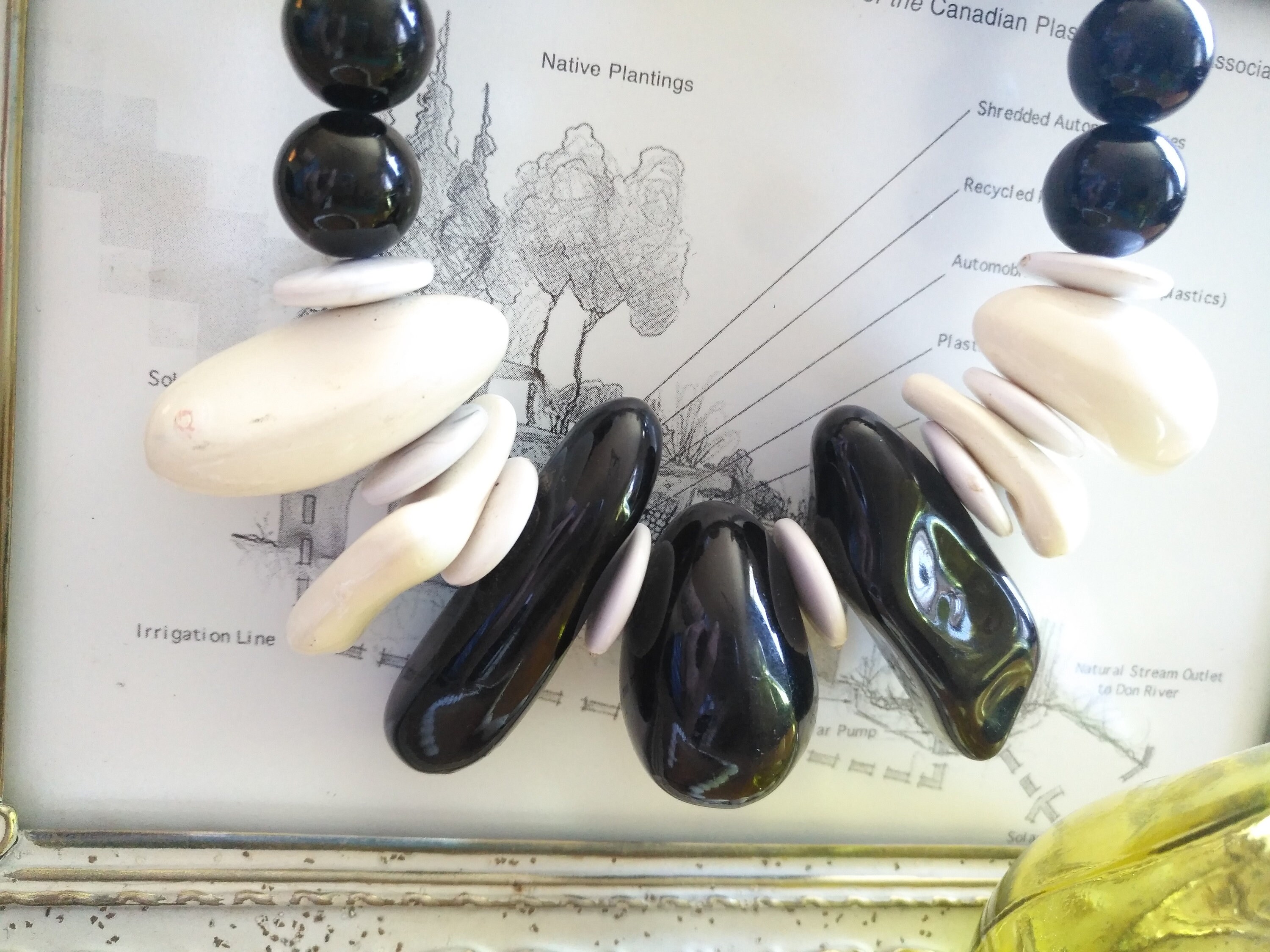 Black & White Chunky Plastic 'rocks' Vintage Statement Piece Necklace ...