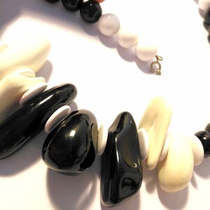 Black & White Chunky Plastic 'rocks' Vintage Statement Piece Necklace ...
