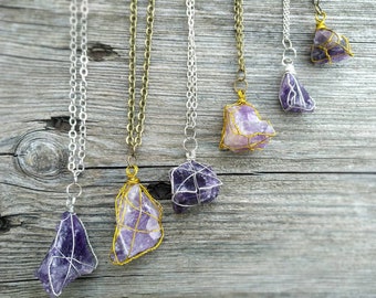 raw amethyst crystal necklace. handmade jewelry. handmade in canada