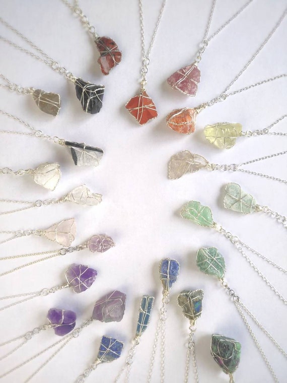 Raw Crystal Necklace. Handmade in Canada. 