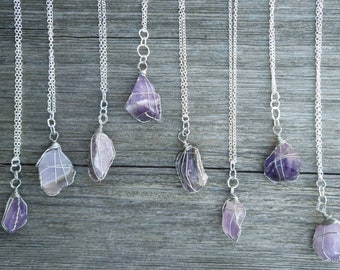 raw amethyst necklace.