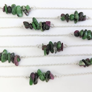 ruby in fuschite crystal necklace. handmade in canada.