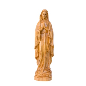 Our Lady of Lourdes, Statue of Mary, Wood Carving Handmade 16 to 39 Inches