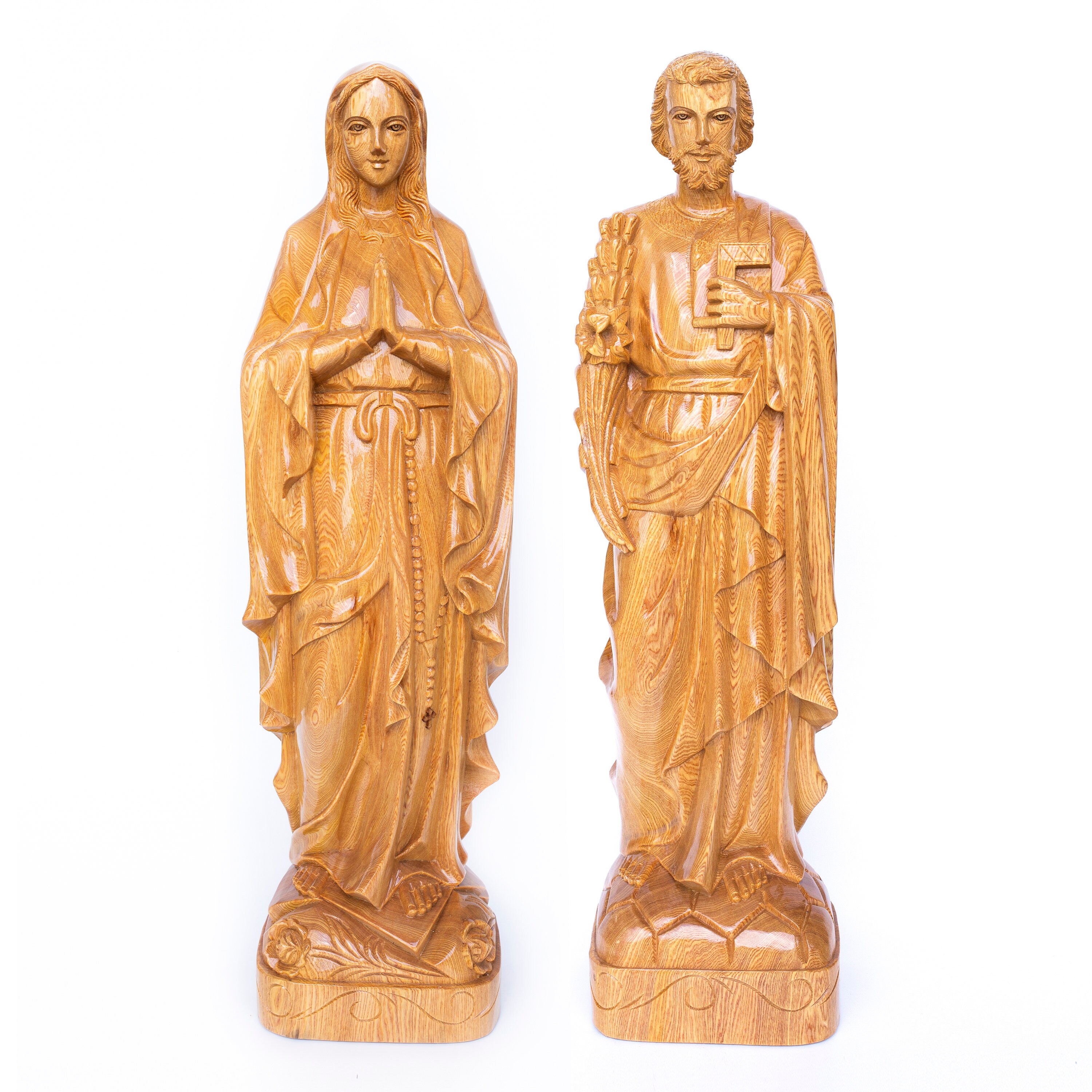 Handmade Carved Wood Statue: Blessed Virgin Mary and Saint Joseph - Etsy
