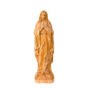 Our Mother of Lourdes Statue Wood Carving Handmade Catholic Statue 16 to 39 Inches