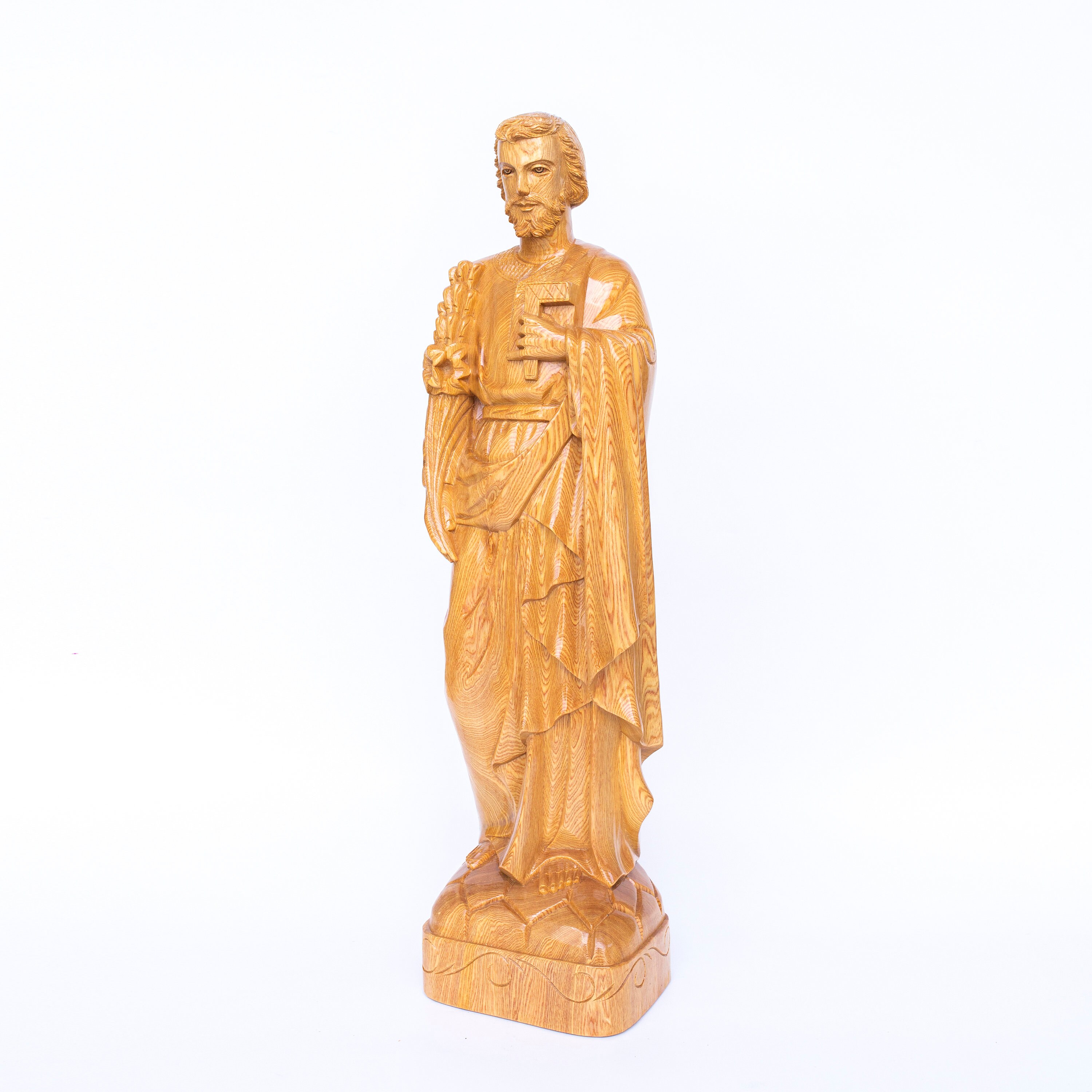 Saint Joseph Statue Praying Catholic Wooden Handmade Carved Etsy