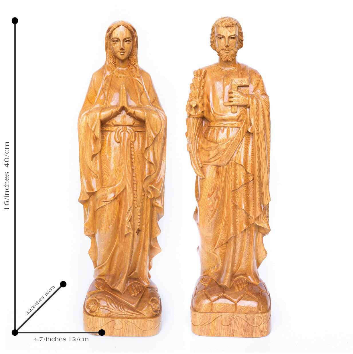 手作りの木彫像：聖母マリアと聖ヨセフ - Etsy 日本