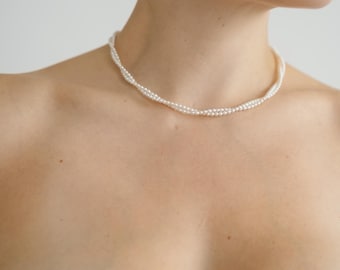 Süßwasser Perlen Doppelstrang Choker, Braut Halskette, Hochzeitsschmuck