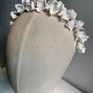 SELINA | Floral bridal hair accessories, floral headband, white flower headpiece, wedding hair accessories,