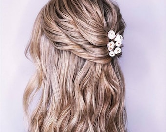 LILY bridal hairpins, bridal hair accessories, bridal jewellery, porcelain flower hair slides, bridal hairpiece, wedding hair accessories